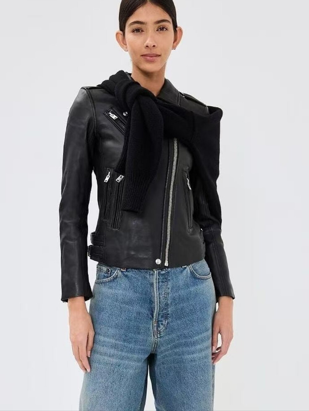 IRO PARIS han leather moto jacket - black